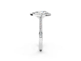 Platinum Pear Cut Halo Bezel Diamond Pave Band Ring_15