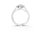 Platinum Pear Cut Halo Bezel Diamond Pave Band Ring_16