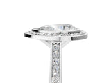 Platinum Pear Cut Halo Bezel Diamond Pave Band Ring_18