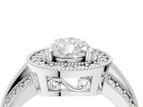 Platinum Pear Cut Halo Diamond Engagement Ring with Pave Split Shank and Four-Prong Setting_11