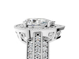 Platinum Pear Cut Halo Diamond Engagement Ring with Pave Split Shank and Four-Prong Setting_12