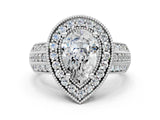 Platinum Pear Cut Halo Diamond Engagement Ring with Pave Split Shank and Four-Prong Setting_7