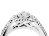 Platinum Pear Cut Halo Diamond Ring with Beaded Split Shank and Four-Prong Setting_17