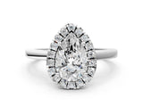 Platinum Pear Cut Halo Diamond Solitaire Ring with Pear Cut Band and Four-Prong Setting_7