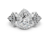 Platinum Pear Cut Halo Diamond Split Shank Engagement Ring with Four-Prong Setting_19