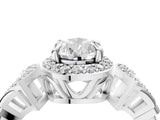 Platinum Pear Cut Halo Diamond Split Shank Engagement Ring with Four-Prong Setting_23