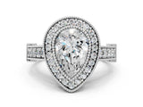 Platinum Pear Cut Halo Diamond Split Shank Pave Ring_13