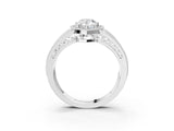Platinum Pear Cut Halo Diamond Split Shank Ring with Prong Setting_10