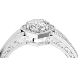 Platinum Pear Cut Halo Diamond Split Shank Ring with Prong Setting_11