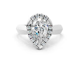 Platinum Pear Cut Halo Solitaire Engagement Ring with Square Band and Four-Prong Setting_12