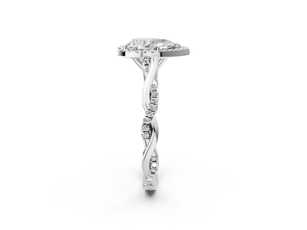 Platinum Pear-Shaped Interwoven Twist Halo Engagement Ring Setting
