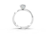 Platinum Pear Cut Moissanite Engagement Ring with Side Stone Accents and Four-Prong Setting_15