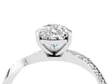 Platinum Pear Cut Moissanite Engagement Ring with Side Stone Accents and Four-Prong Setting_16