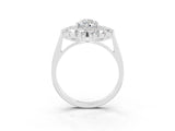 Platinum Pear Cut Moissanite Floral Double Halo Engagement Ring with Prong Setting_148