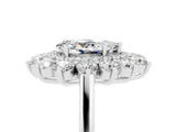 Platinum Pear Cut Moissanite Floral Double Halo Engagement Ring with Prong Setting_150