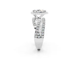 Platinum Pear Cut Moissanite Halo Ring with Round Split Shank and Prong Setting_80