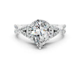 Platinum Pear Cut Moissanite  Halo Twist Band Solitaire Prong Setting Ring_12