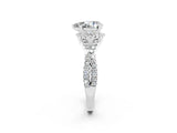 Platinum Pear Cut Moissanite  Halo Twist Band Solitaire Prong Setting Ring_14