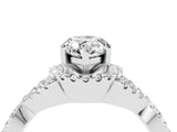 Platinum Pear Cut Moissanite  Halo Twist Band Solitaire Prong Setting Ring_16
