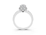Platinum Pear Cut Moissanite Scalloped Halo Engagement Ring with Round Shared Prong Band_57