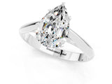 Platinum Pear Cut Moissanite Solitaire Engagement Ring with Cathedral Setting and Four-Prong Mount_1