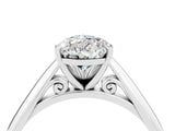 Platinum Pear Cut Moissanite Solitaire Engagement Ring with Cathedral Setting and Four-Prong Mount_4