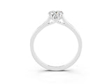 Platinum Pear Cut Moissanite Solitaire Ring with Flower Prong Setting and Classic Band_3