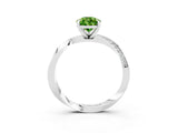 Platinum Pear Cut Peridot Engagement Ring with Side Stone Accents and Four-Prong Setting_15