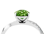 Platinum Pear Cut Peridot Engagement Ring with Side Stone Accents and Four-Prong Setting_16