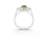 Platinum Pear Cut Peridot Floral Double Halo Engagement Ring with Prong Setting_189
