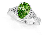 Platinum Pear Cut Peridot  Halo Twist Band Solitaire Prong Setting Ring_13