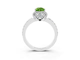 Platinum Pear Cut Peridot Scalloped Halo Engagement Ring with Round Shared Prong Band_57