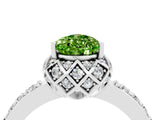 Platinum Pear Cut Peridot Scalloped Halo Engagement Ring with Round Shared Prong Band_58