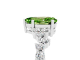 Platinum Pear Cut Peridot Scattered Round Accent Ring with Prong Setting_65