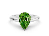 Platinum Pear Cut Peridot Solitaire Engagement Ring with Cathedral Setting and Four-Prong Mount_12