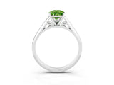Platinum Pear Cut Peridot Solitaire Engagement Ring with Cathedral Setting and Four-Prong Mount_15