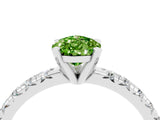 Platinum Pear Cut Peridot Solitaire Pavé Engagement Ring with Round Band and Prong Setting_100