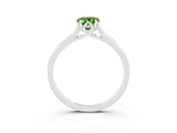 Platinum Pear Cut Peridot Solitaire Ring with Flower Prong Setting and Classic Band_15