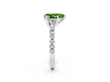 Platinum Pear Cut Peridot Solitaire Ring with Round  Pavé Band and Four-Prong Setting_38