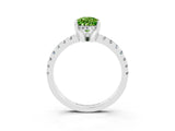 Platinum Pear Cut Peridot Solitaire Ring with Round  Pavé Band and Four-Prong Setting_39