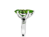 Platinum Pear Cut Peridot Solitaire Ring with Thin Band and Prong Setting_47