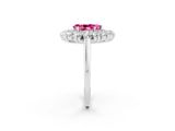 Platinum Pear Cut Pink Sapphire Floral Double Halo Engagement Ring with Prong Setting_147