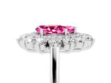 Platinum Pear Cut Pink Sapphire Floral Double Halo Engagement Ring with Prong Setting_150