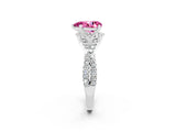 Platinum Pear Cut Pink Sapphire  Halo Twist Band Solitaire Prong Setting Ring_14