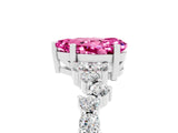 Platinum Pear Cut Pink Sapphire Scattered Round Accent Ring with Prong Setting_35