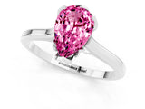 Platinum Pear Cut Pink Sapphire Solitaire Ring with Flower Prong Setting and Classic Band_13