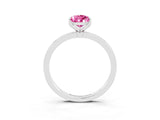 Platinum Pear Cut Pink Sapphire Solitaire Ring with Thin Band and Prong Setting_57