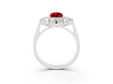 Platinum Pear Cut Ruby Floral Double Halo Engagement Ring with Prong Setting_207