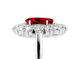 Platinum Pear Cut Ruby Floral Double Halo Engagement Ring with Prong Setting_209