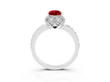 Platinum Pear Cut Ruby Scalloped Halo Engagement Ring with Round Shared Prong Band_81